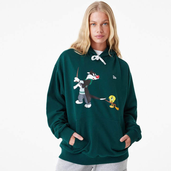 Warner Brother 100th Looney Tunes X Harry Potter Oversized Dark Green Pullover Hoodie